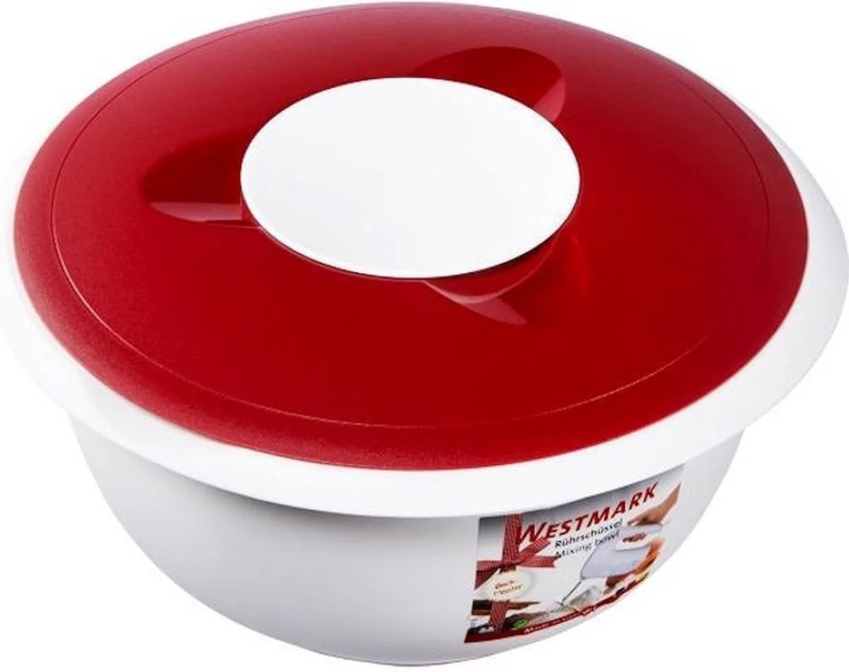 Mengkom met tweedelige deksel, 3,5 l, met schenktuit, kunststof, wit/rood, 3155227R van Westmark in Meerkleurig – productfoto