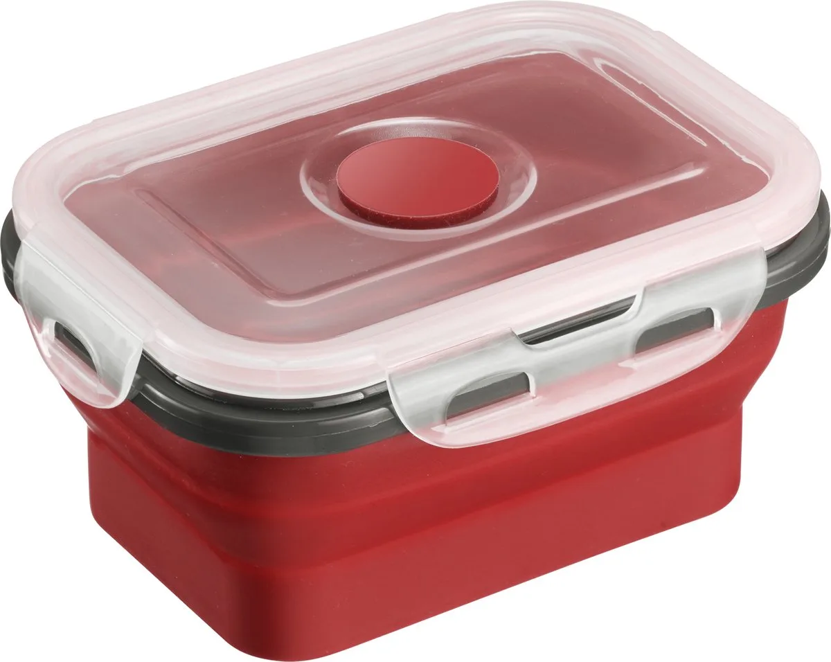 Opvouwbare vershoudbox – Praktische lunchbox, ideaal voor werk en reizen of om worst en kaas in te bewaren, Vaatwasmachinebestendig, vierkant, BPA–vrij – 400 ml de Westmark en Rouge – photo produit