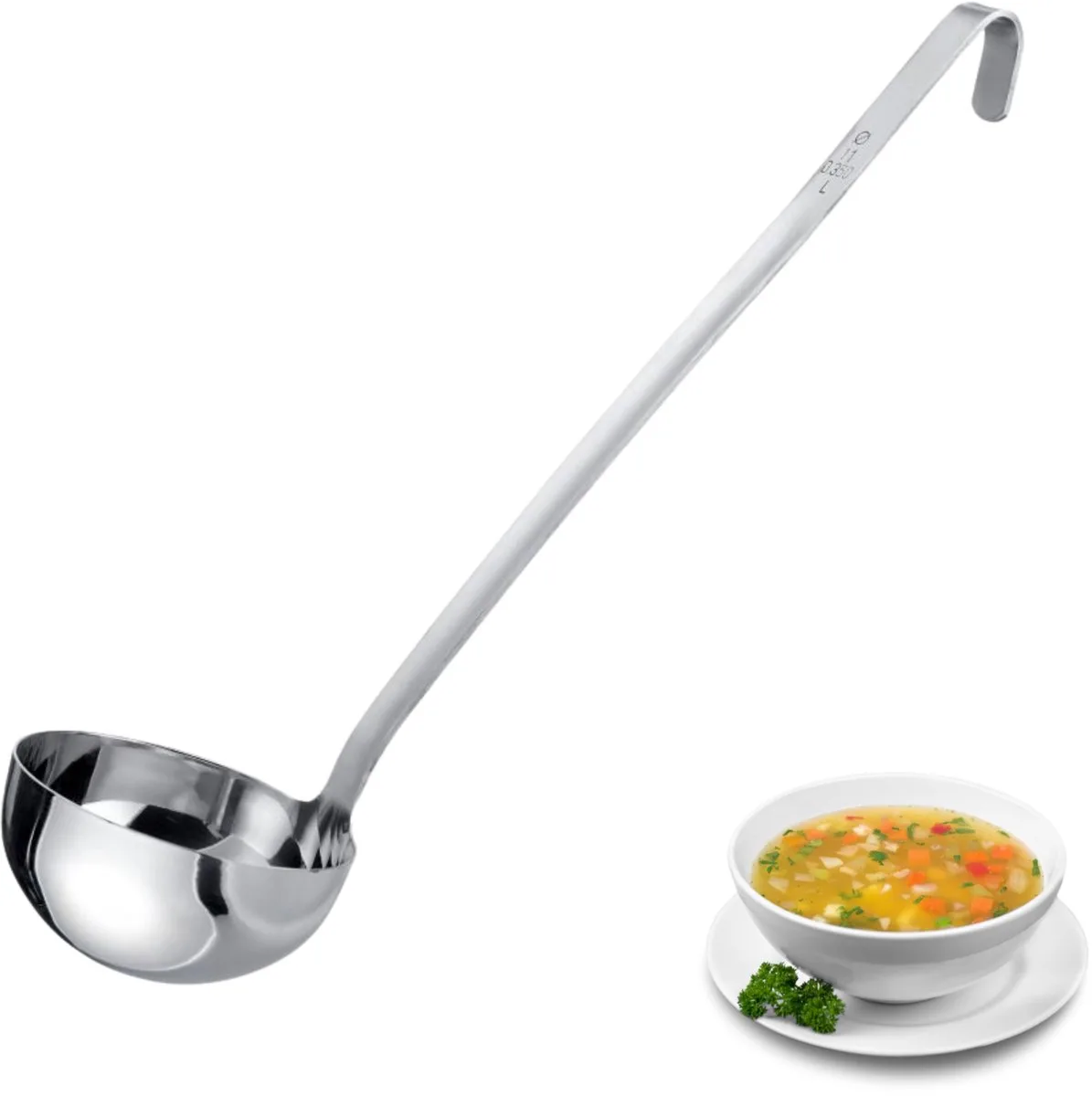 Pro soeplepel – Kleine roestvrijstalen soeplepel voor de professionele keuken – Soeplepel voor sauzen, dressings enz. – Ø 11 cm, 350 ml van Westmark in Zilver – productfoto