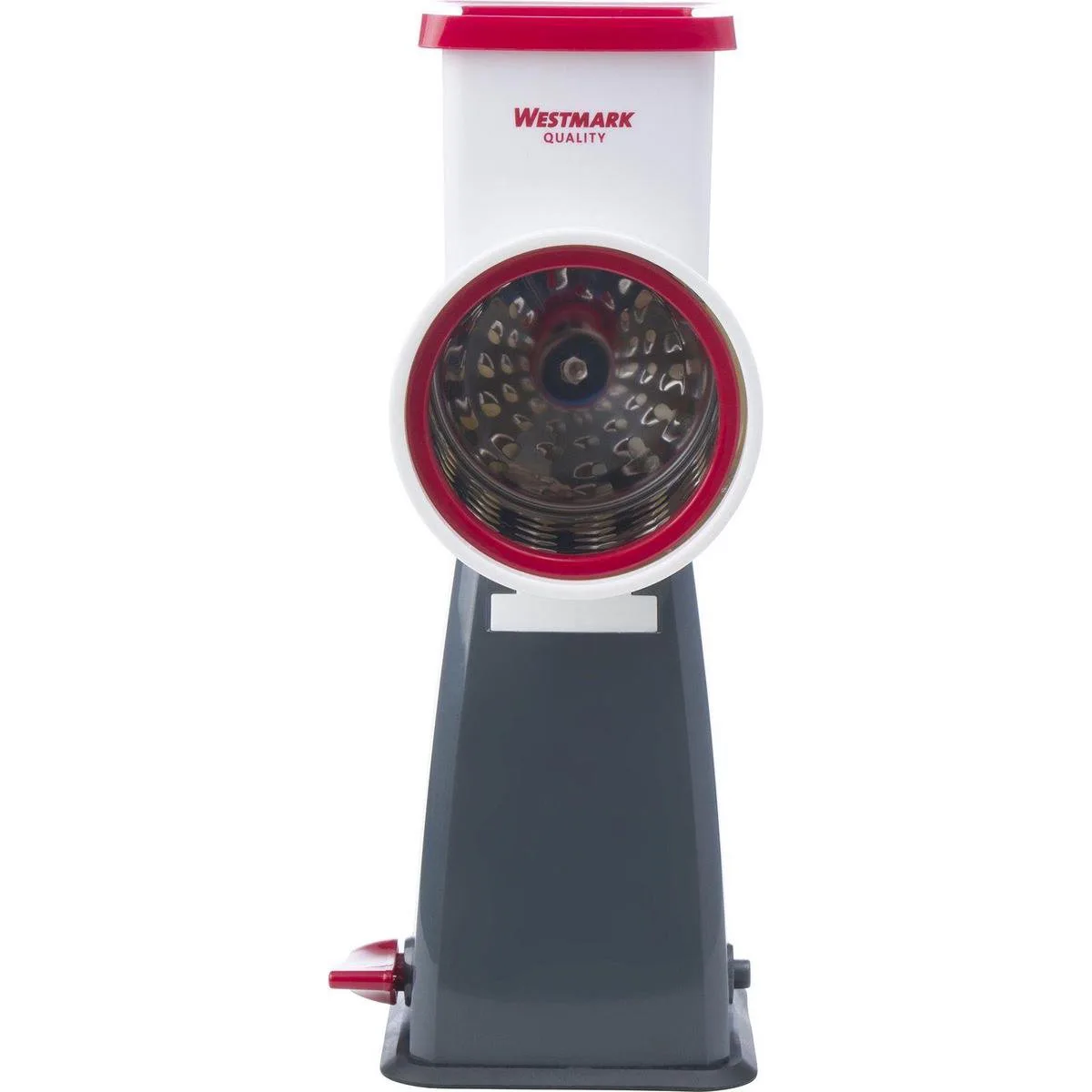 Rasp met 4 snijtrommels, trommelrasp, hoogte: 28 cm, kunststof/roestvrij staal, wit/rood/zilver/zwart, 97602260 van Westmark in Rood – productfoto