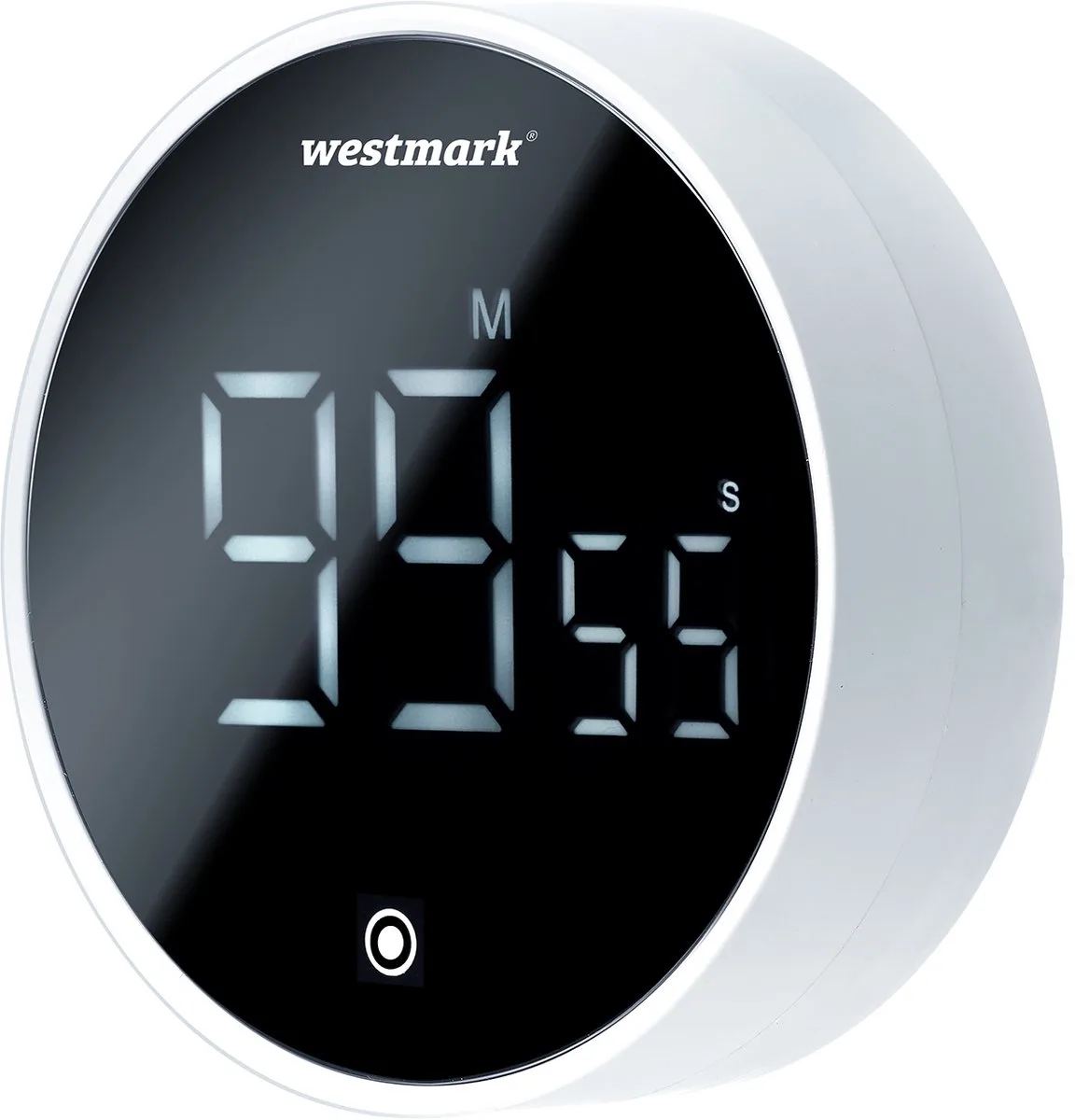 ronde kookwekker – Digitale timer met magneet, instelbaar tot 99 minuten en 55 seconden, ideaal als keukenwekker of voor sport – stil en hoorbaar alarm, 10992260 by Westmark in White – product photo
