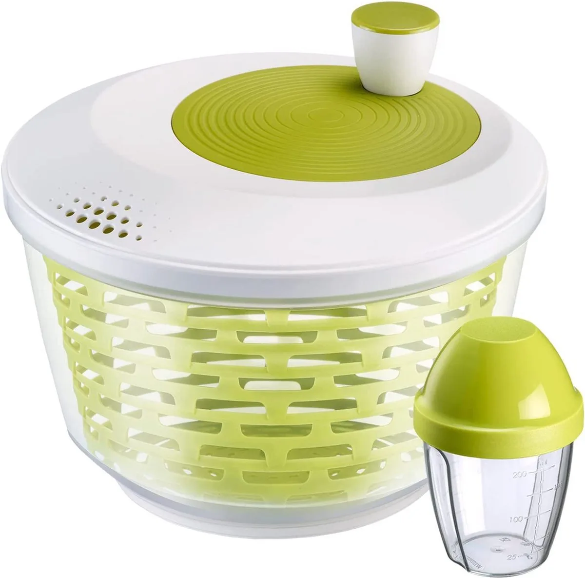 Saladeset: 1 slacentrifuge, 4,4 liter + 1 schudbeker, 0,25 liter, kunststof, BPA-vrij, spinderella, kleur: transparant/wit/groen, 243022E7 van Westmark in Groen – productfoto