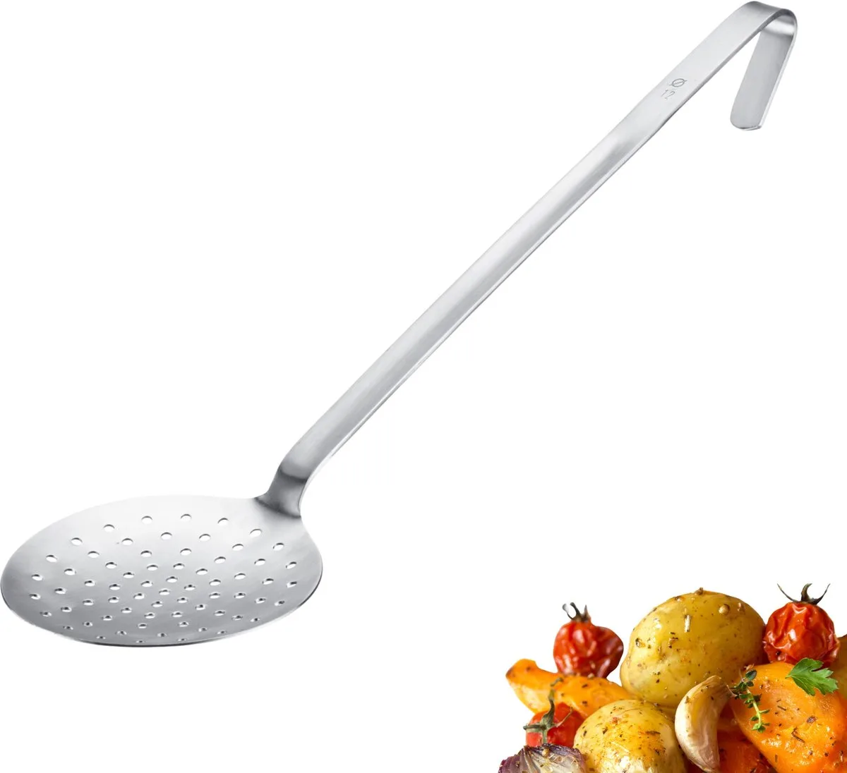 schuimspaan Pro – Roestvrijstalen opscheplepel met ophanghaak – Perfecte opscheplepel voor afscheppen, frituren en professionele keukens – Ø 12 cm de Westmark en Argent – photo produit