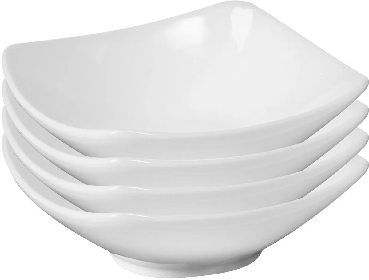 Set van 4 keramische kommetjes/serveerschaaltjes, vierkant, klein, afmetingen: 7,4 x 7,4 x 2,5 cm, keramiek, Tapas + Friends, 6975224B de Westmark en Blanc – photo produit