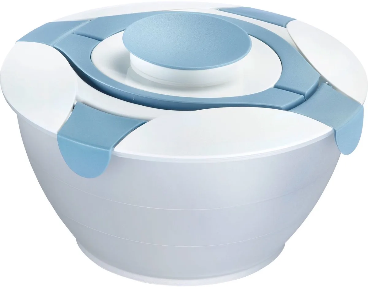 Slakom met handvatten en dressingbakje; inhoud: 6,5 l, kunststof, Praktika, doorzichtig/wit/blauw, 2422227B de Westmark en Bleu – photo produit