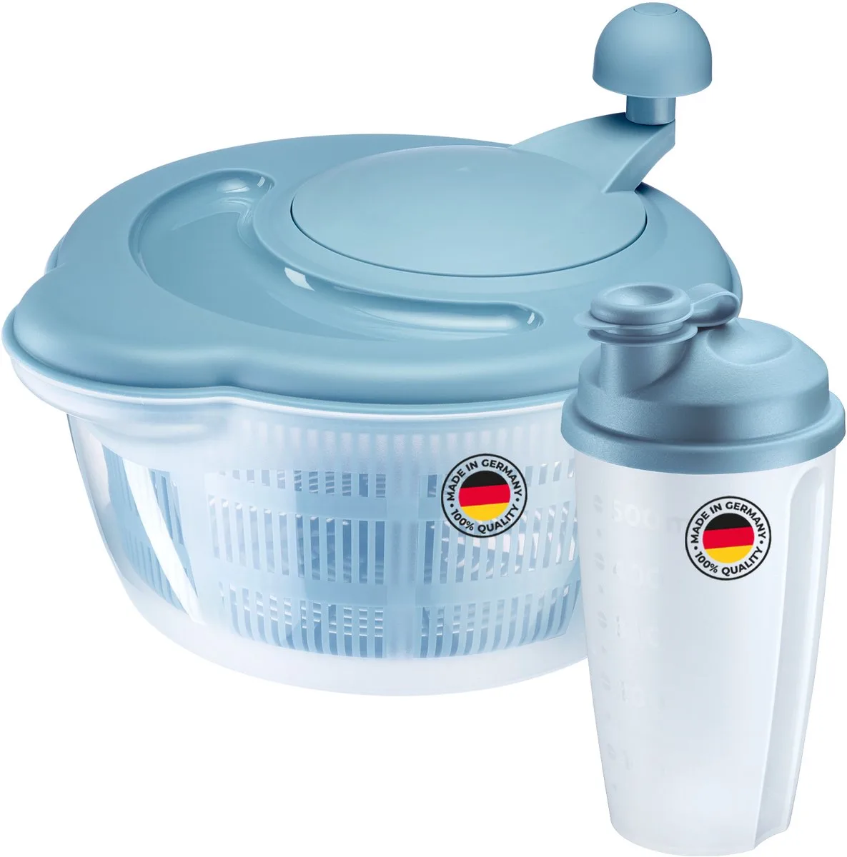 slaset: 1 slacentrifuge, 5 liter + 1 dressingshaker 0,5 liter, kunststof, BPA-vrij, Fortuna, kleur by Westmark in Blue – product photo