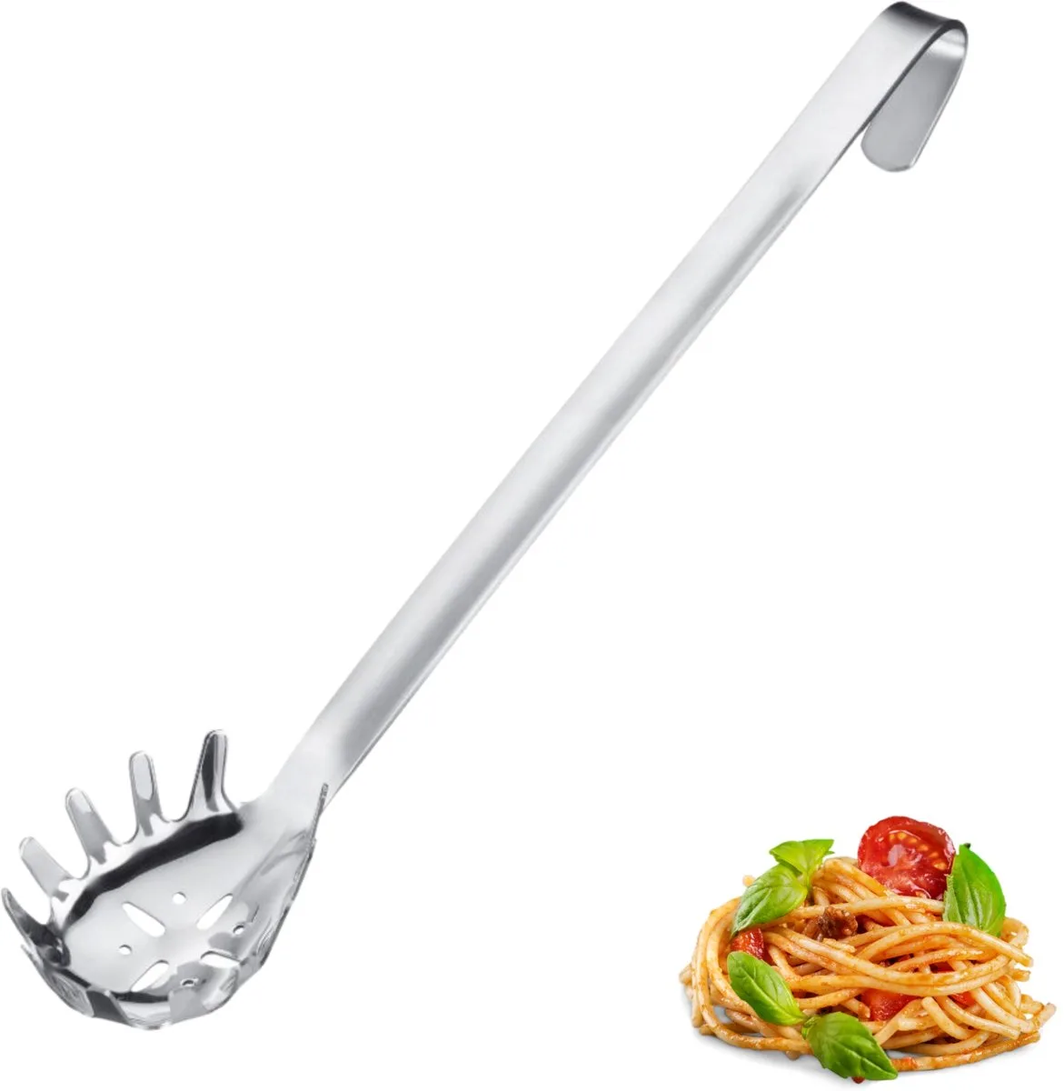 spaghettilepel Pro – roestvrijstalen pastalepel met ronde tanden – praktische pastalepel voor spaghetti, pasta en dergelijke – 39,5 cm de Westmark en Argent – photo produit