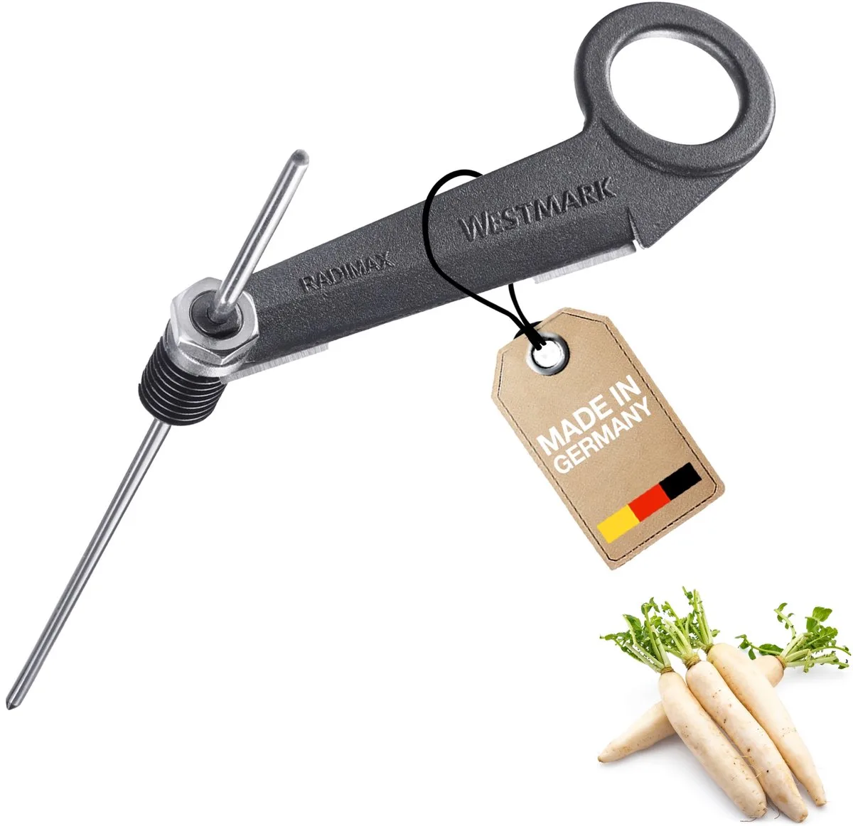 spiraalsnijder Radimax Black Edition – Praktische radijssnijder van aluminium voor courgettes, komkommers en groenten van Westmark in Antraciet – productfoto