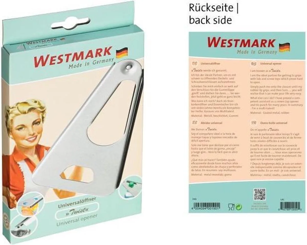 Universal opener »Twist« retro-look Fles en blikopener fra Westmark i Sølv – produktbillede
