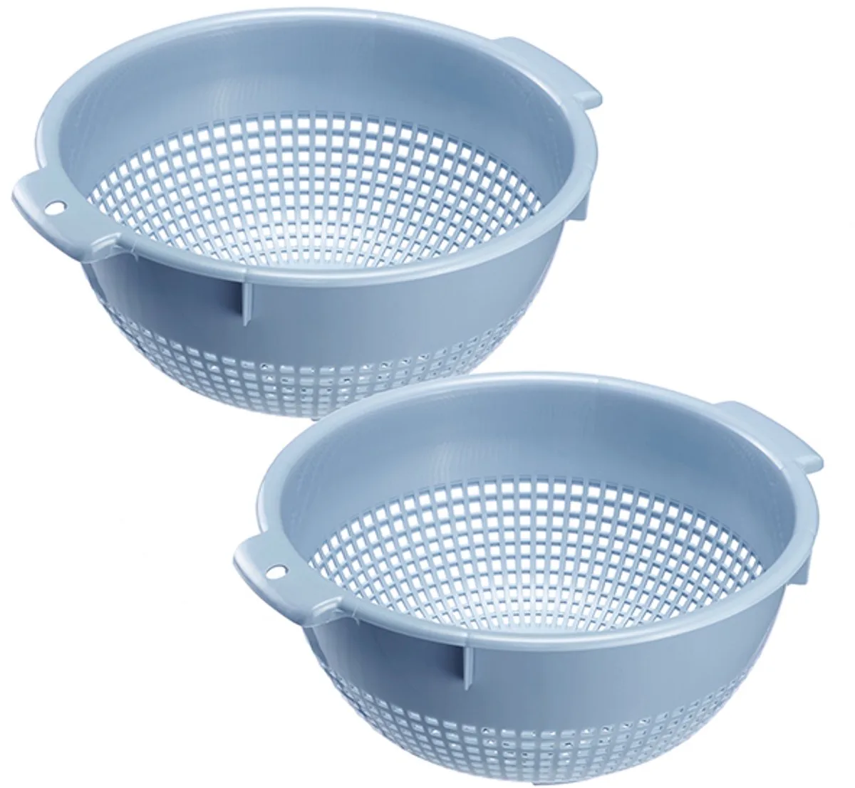 vergiet – Twee grote vergieten met 2 handgrepen en 4 vergrendelingen om te wassen en uit te lekken – kunststof, ø 24 cm by Westmark in Blue – product photo