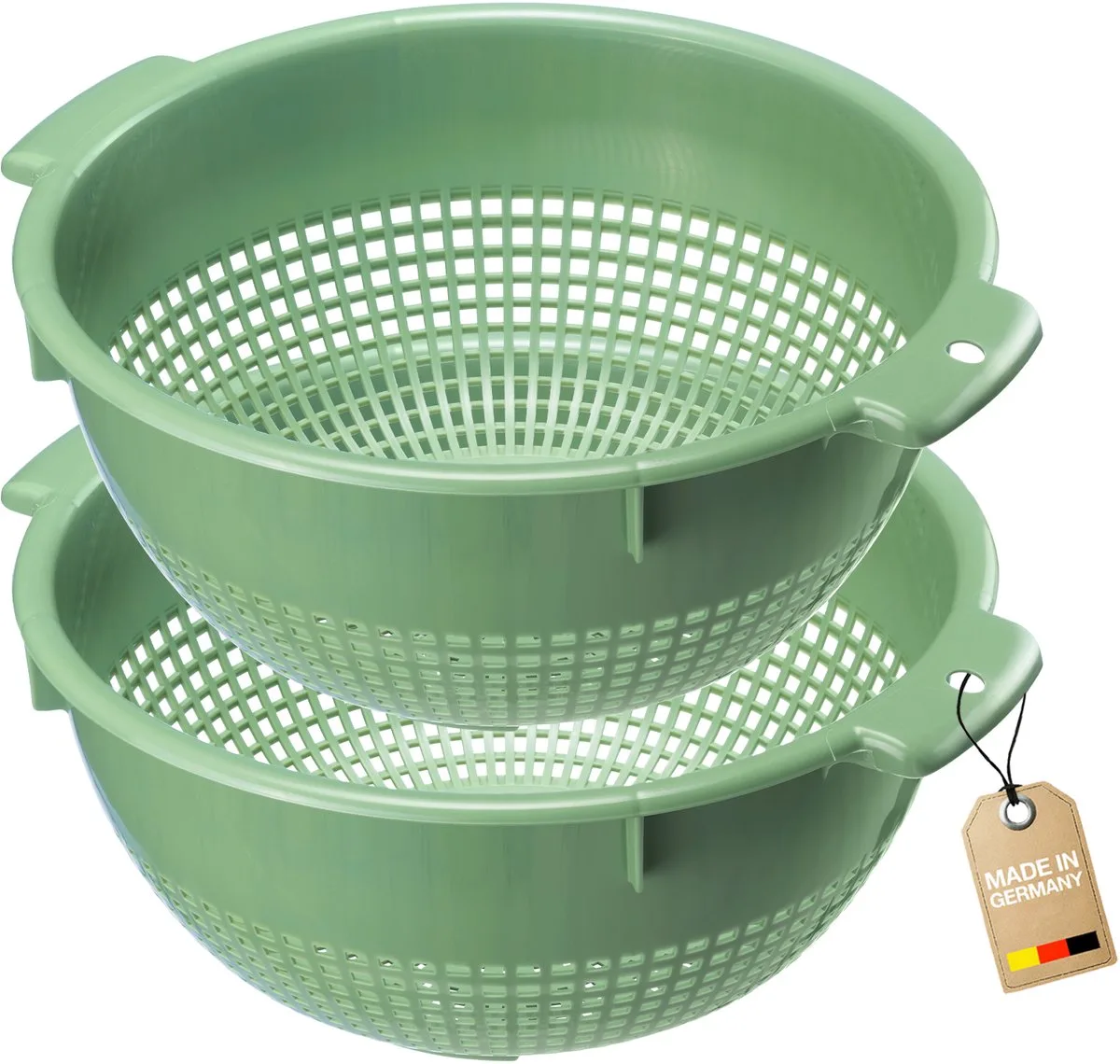vergiet – Twee grote vergieten met 2 handgrepen en 4 vergrendelbare standen om te wassen en uit te lekken – Mintgroen, kunststof, ø 24 cm by Westmark in Green – product photo