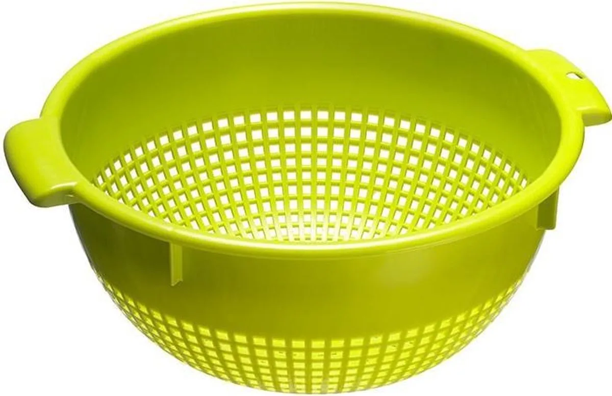 vergiet/zeef, met verzonken handgrepen en bevestigingsbeugels, kunststof, 2126221A by Westmark in Green – product photo