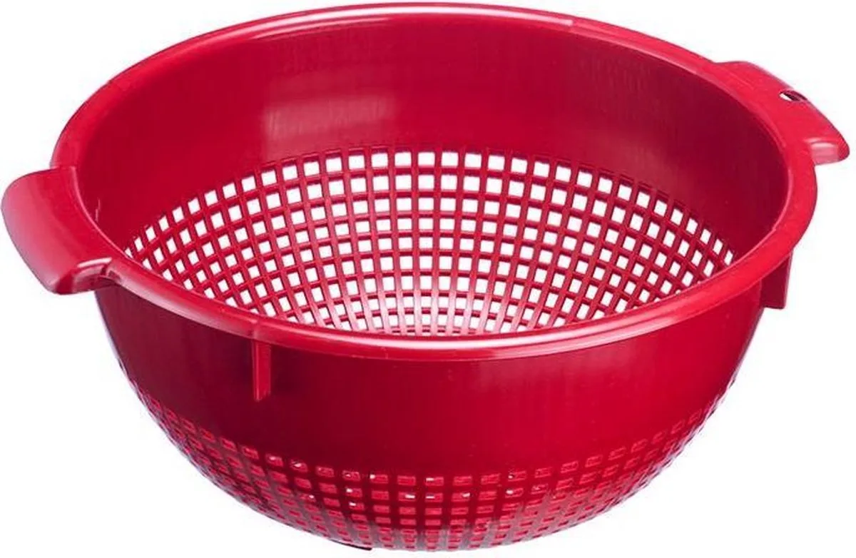 vergiet/zeef, met verzonken handgrepen en bevestigingshaken, kunststof, 2126221R by Westmark in Red – product photo
