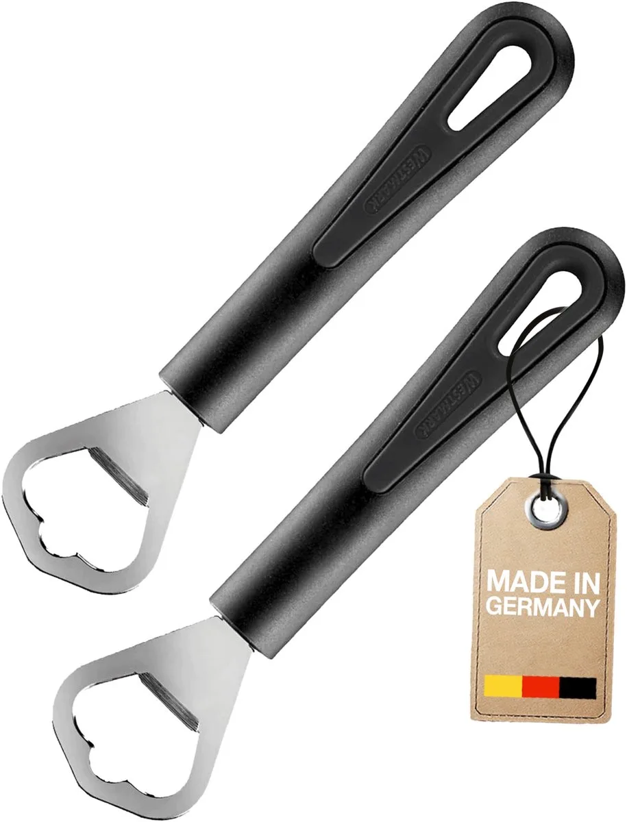 Westmark 2 flesopeners/kroonkurkopeners, elk 17 cm lang, staal/kunststof, Gentle, 280822E4 van Westmark in Zwart – productfoto