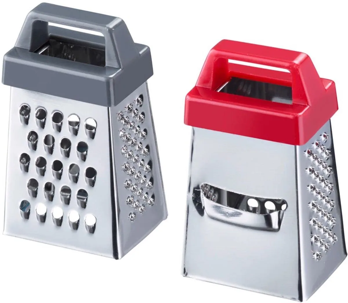 Westmark 2 mini vierkante raspen, met vier raspvlakken, roestvrij staal/kunststof, zilver/kleurige handgreep, 116922E3 van Westmark in Antraciet – productfoto