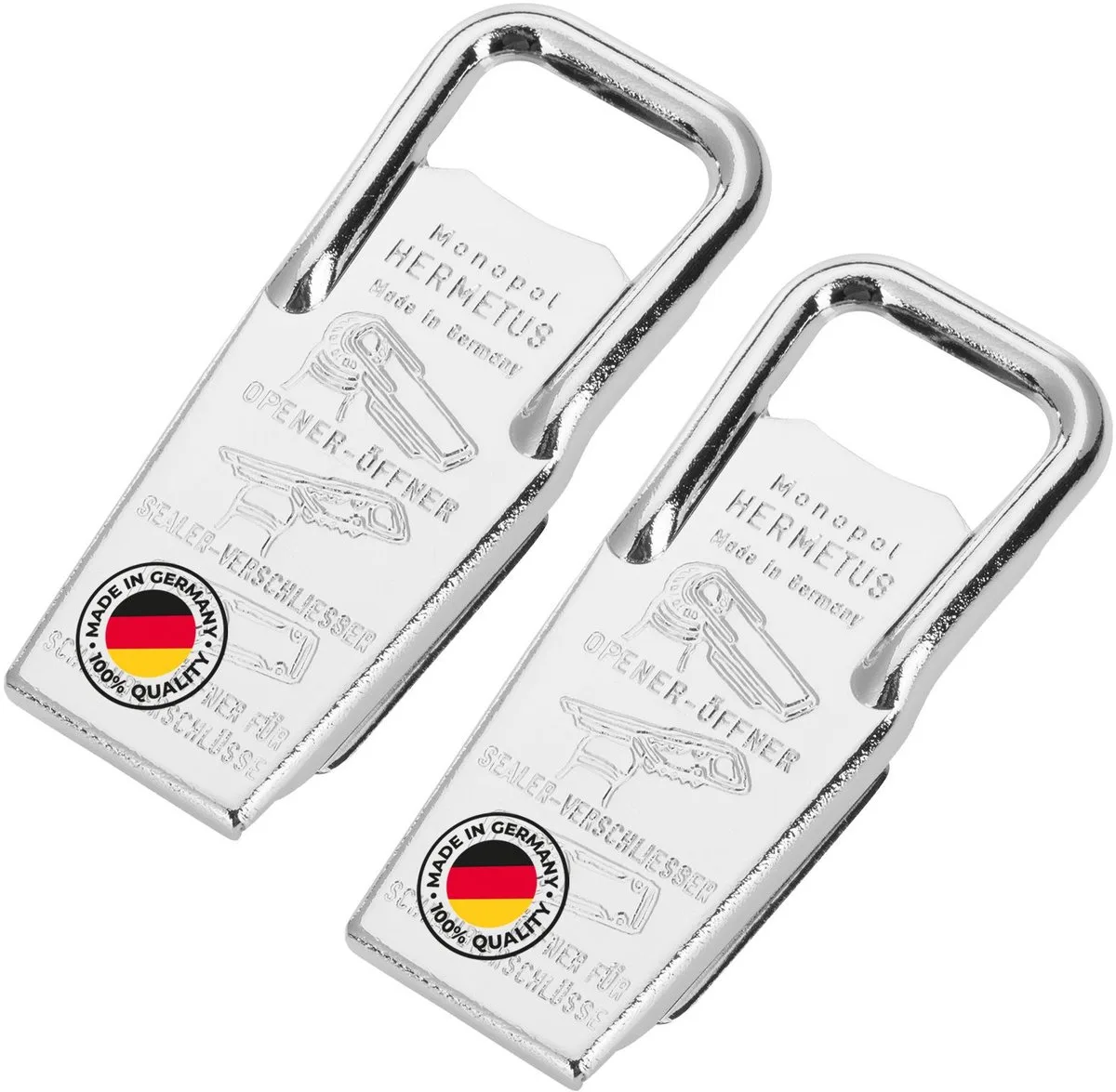 Westmark 2x flesopener en dop-/flessenopener/schroefdopopener, 3-in-1, staal/rubber, Hermetus, zilver/rood, 618322E3 van Westmark in Zilver – productfoto
