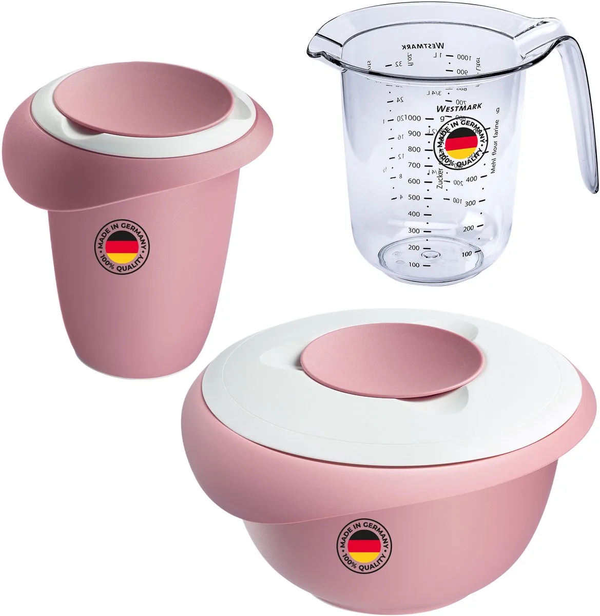 Westmark 3-delige bakset, 2,5 l mengkom + garde + maatbeker de Westmark en Rose – photo produit