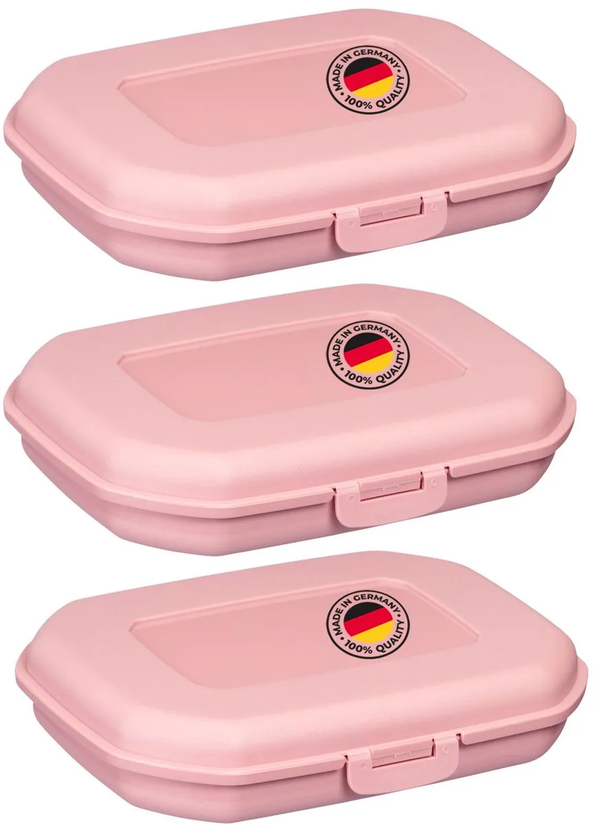 Westmark 3x lunchbox/snackbox, met kliksluiting, hoogte: ca. 3,7 cm, kunststof, Mini, 235122EP van Westmark in Roze – productfoto