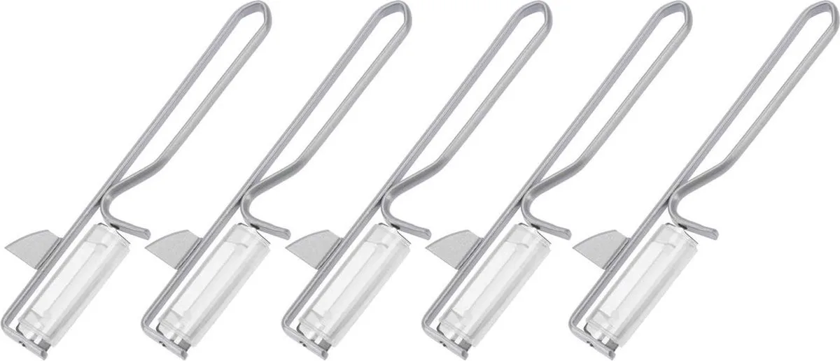 Westmark 5 universele dunschillers/aardappelschilmesjes met uitsteker, roestvrijstalen mes en handvat van hoogwaardig staal, Steel, 161022E3 de Westmark en Argent – photo produit