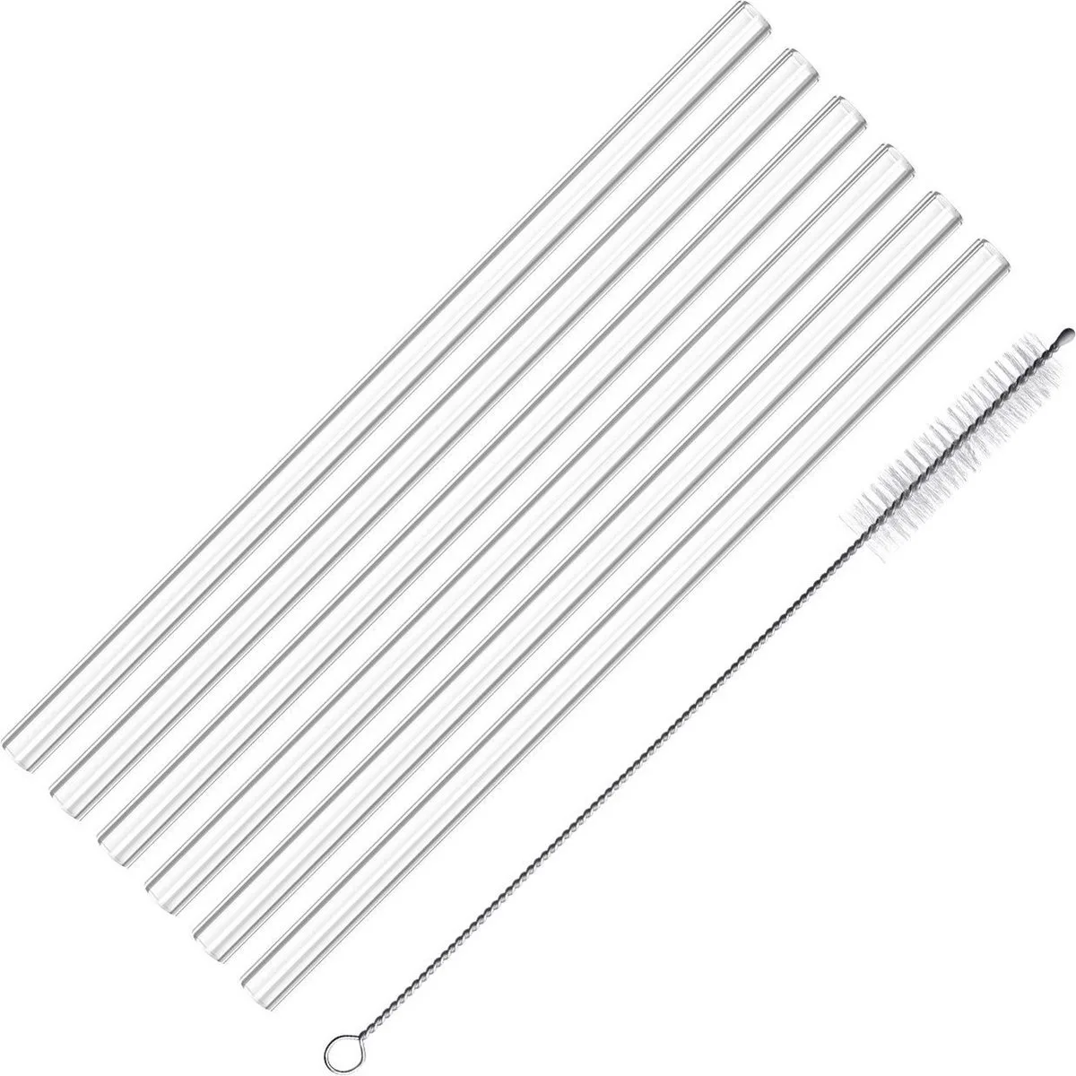 Westmark 6 glazen rietjes, recht, incl. 1 reinigingsborsteltje, lengte: 20 cm, ø 0,8 cm, borosilicaatglas, doorzichtig, 62622260 van Westmark in Transparant – productfoto