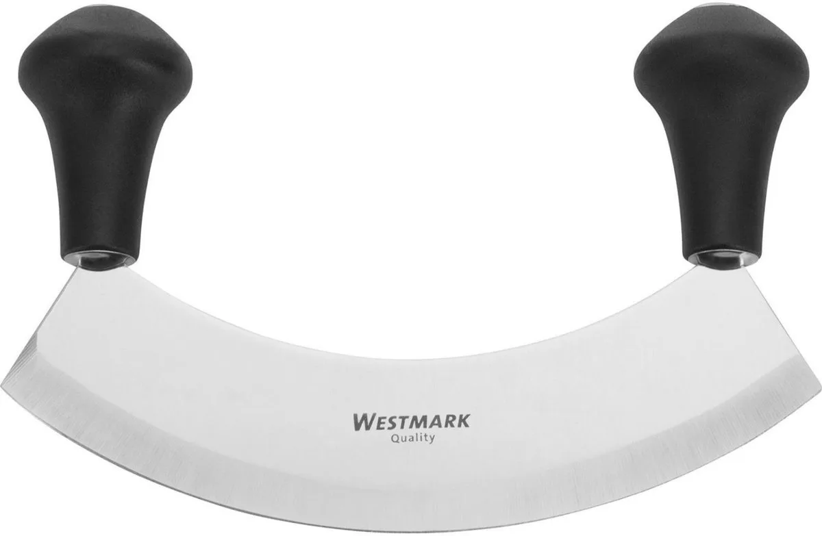 Wiegemes/kruiden- en pizzasnijder, met 1 mes, lengte: 17 cm, roestvrij staal/kunststof, zilver/zwart, 12932270 von Westmark in Silber – Produktfoto
