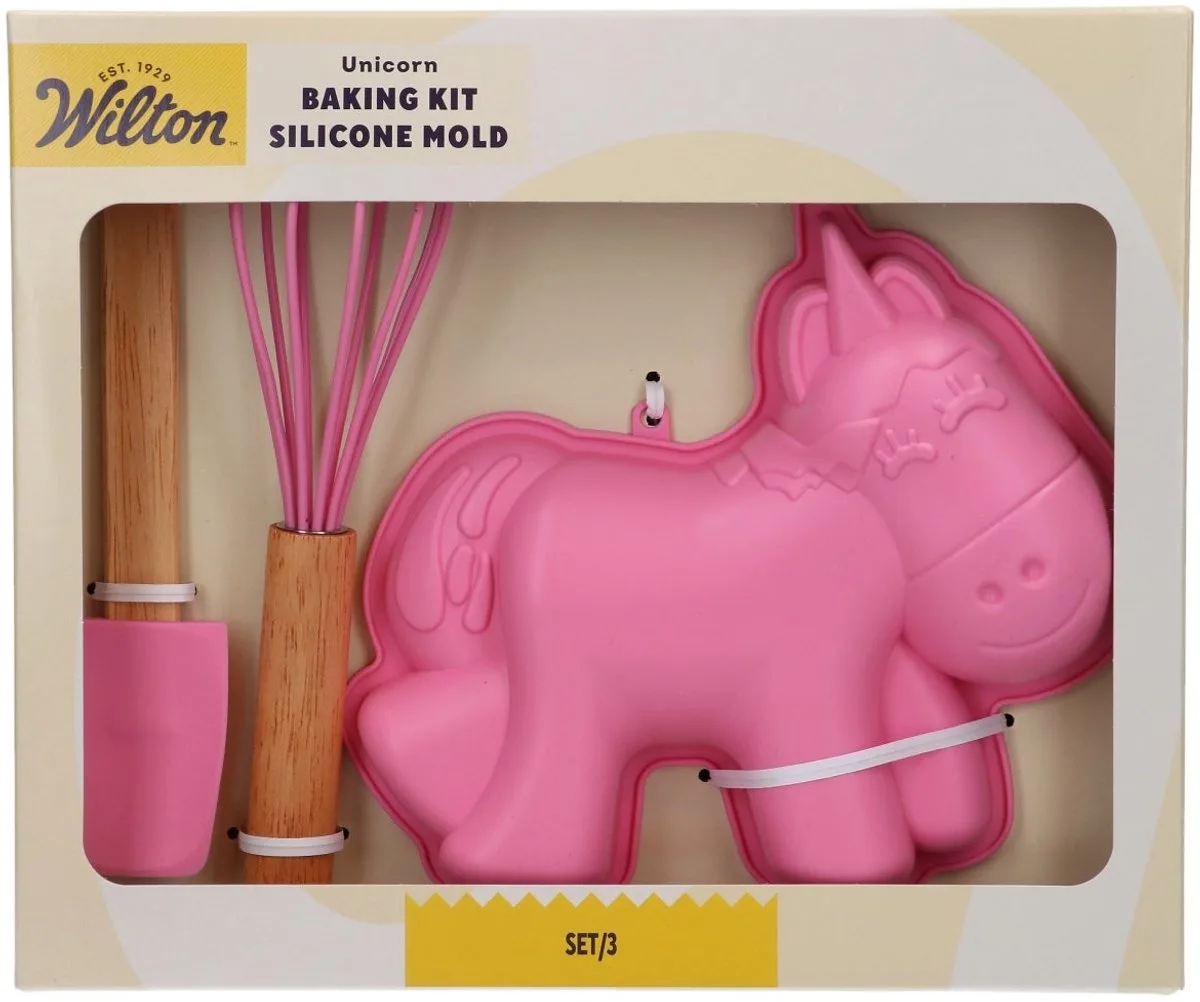 Baking Kit Silicone Mal - Unicorn - Set/3 - Eenhoorn Bakvorm Siliconen - Garde - Spatel van Wilton in Unicorn Set, 3 – productfoto