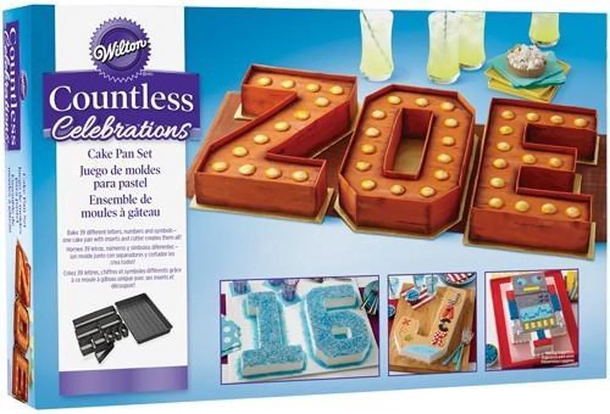 Bakvorm - Cijfers & Letters - Countless Celebrations Cake Pan - Vaatwasserbestendig - Staal van Wilton in Grijs – productfoto