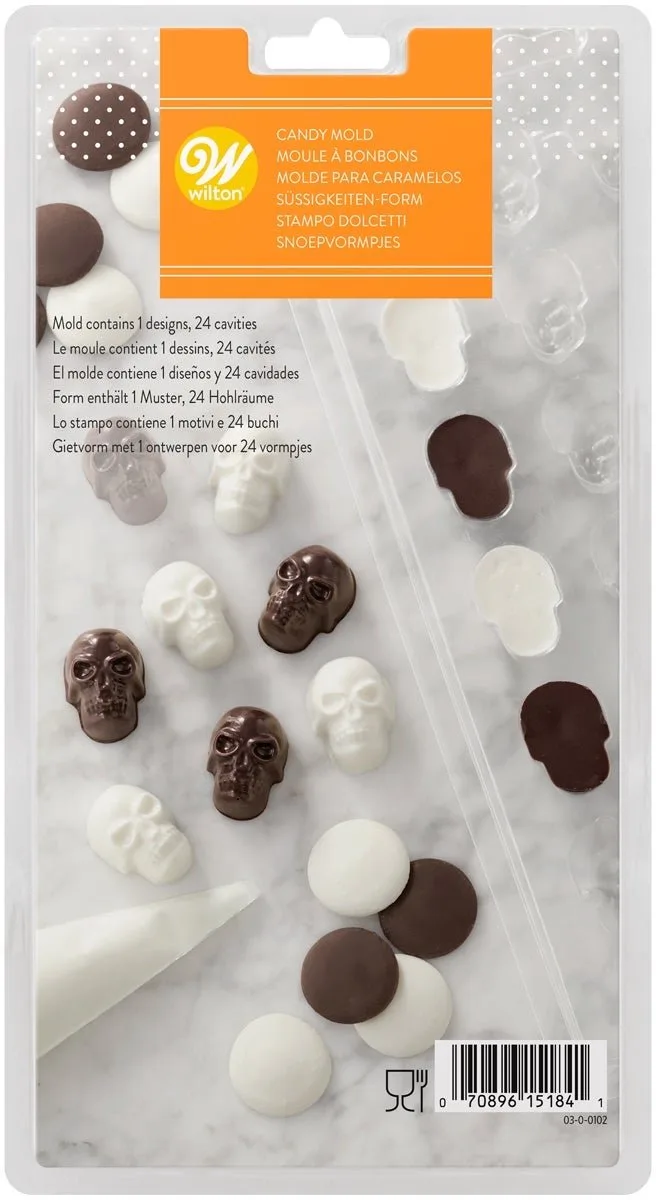 Candy Mold - Chocolade Mal - Bakvorm Chocolade de Wilton en Halloween Mini schedel – photo produit