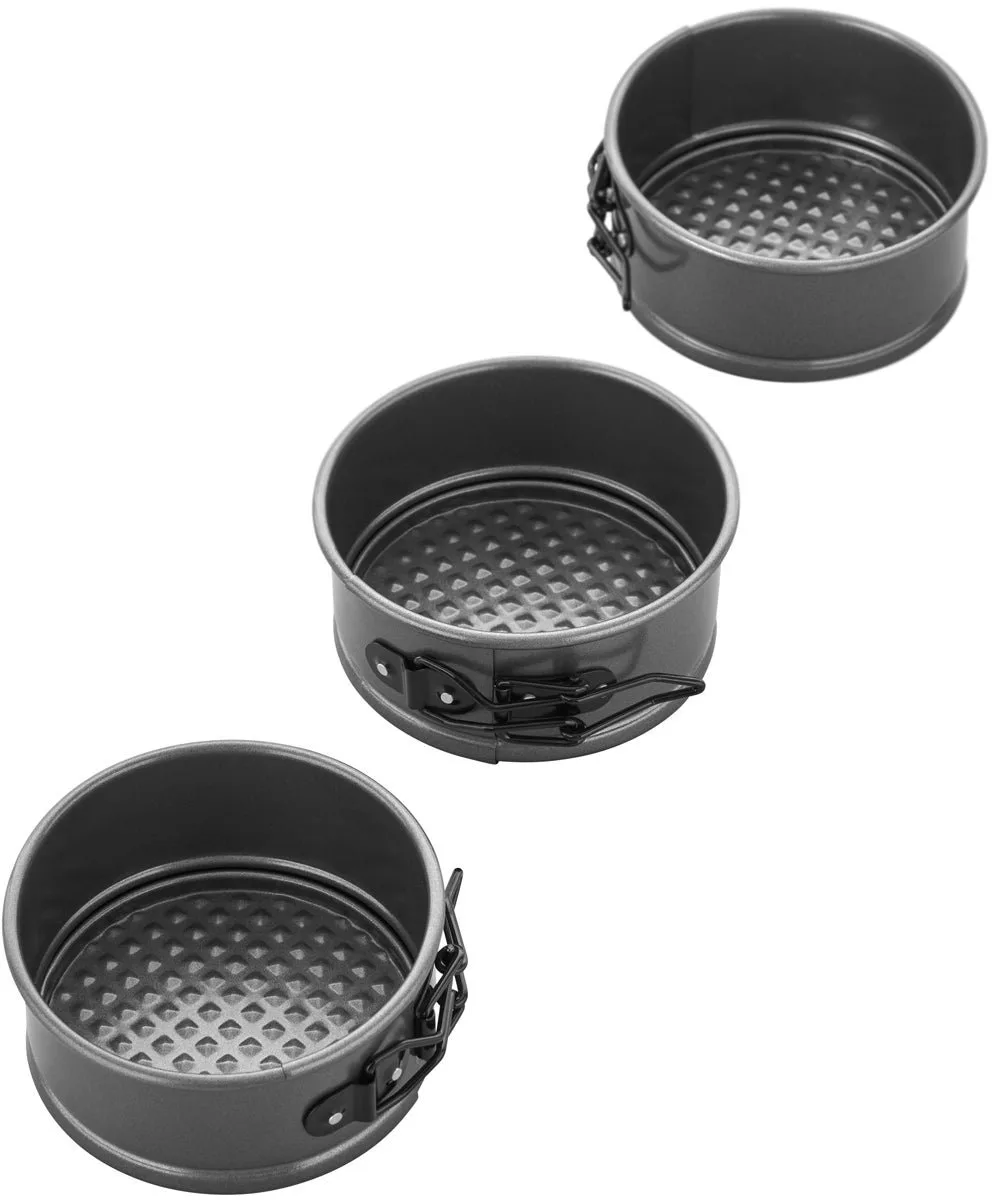 Mini Springvorm Set - Taartvorm / Cakevorm - Ø10 cm - 3 Stuks fra Wilton i Sort – produktbillede