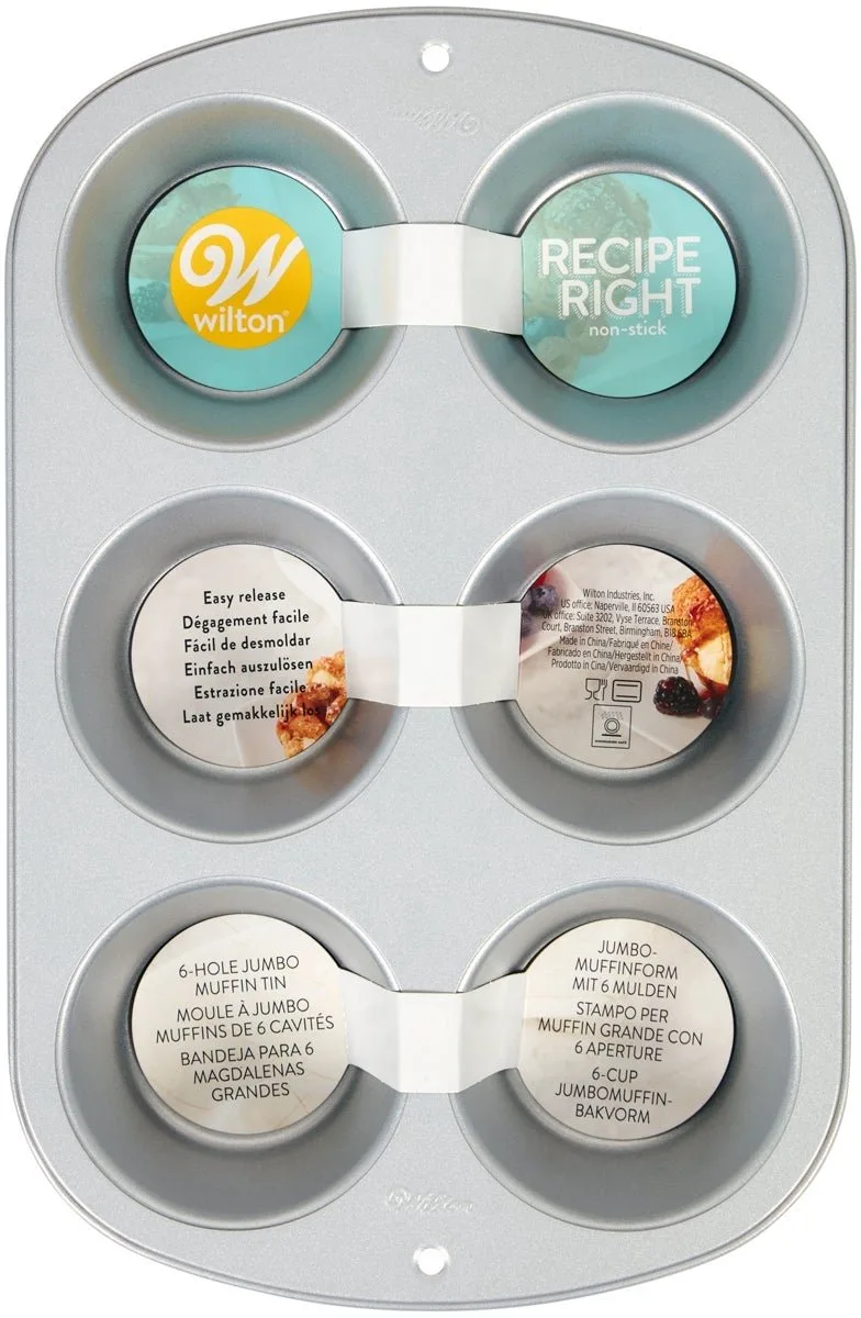 Muffin Bakvorm - 6 Jumbo Cupcakes en Muffins - 34x23 cm - Muffinvorm från Wilton i 6 Jumbo – produktbild