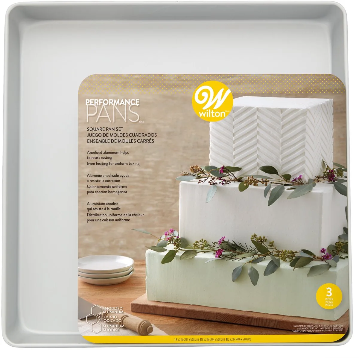 Performance Pans Vierkante Bakvorm set/3 de Wilton en Argent – photo produit