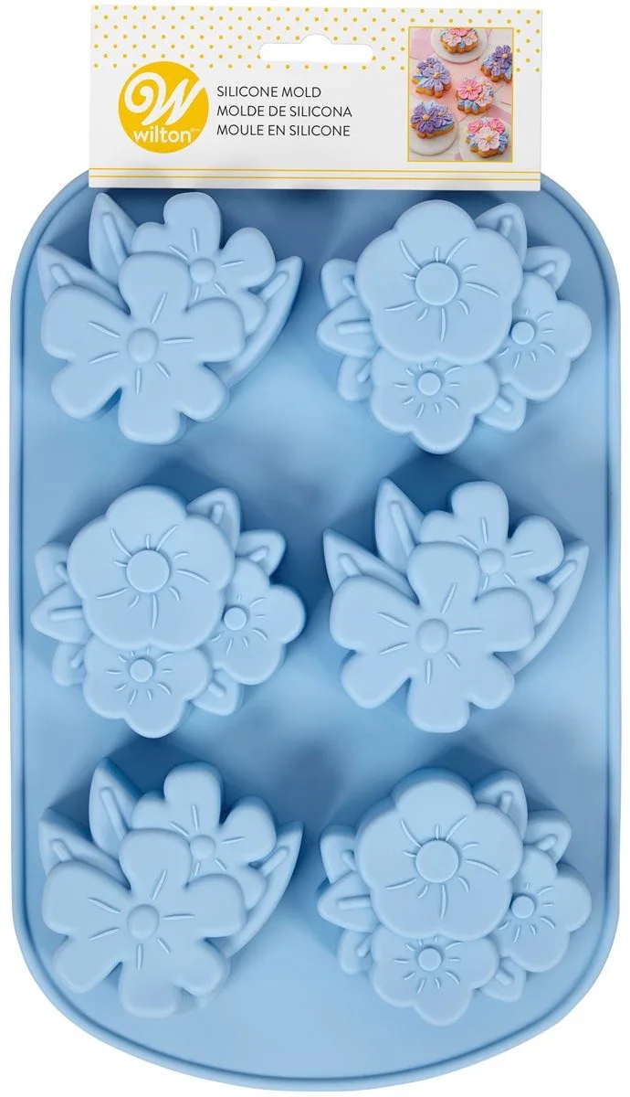 Siliconen Mal - Bloemen - Bakvorm voor Mini Cakes, Muffins en Koekjes fra Wilton i Blå – produktbillede