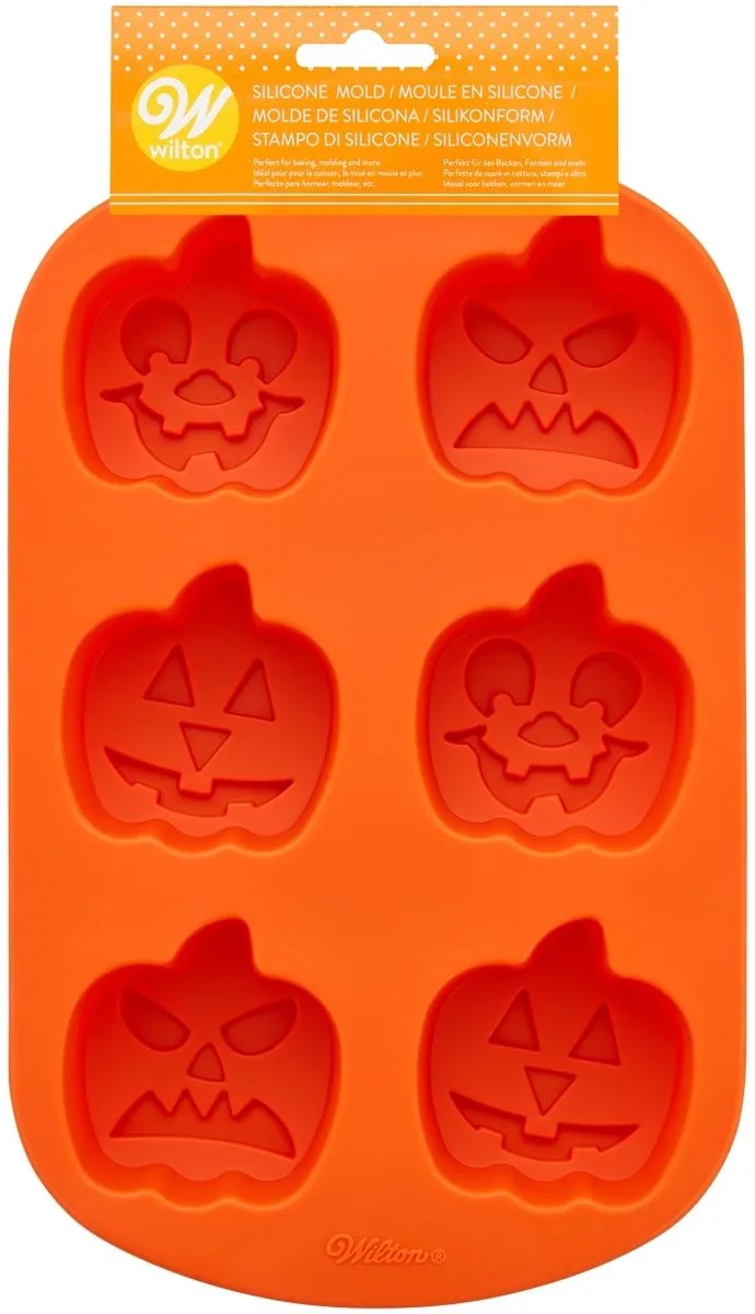 Siliconen Mal - Halloween Pompoen - Bakvorm voor Mini Cakes, Muffins en Koekjes fra Wilton i Orange – produktbillede
