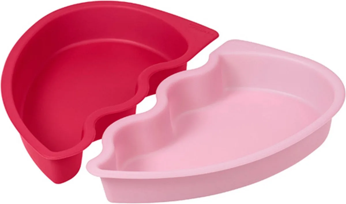 Wilton - 2pc Siliconen Hart Bakvorm van Wilton in Roze, Rood – productfoto