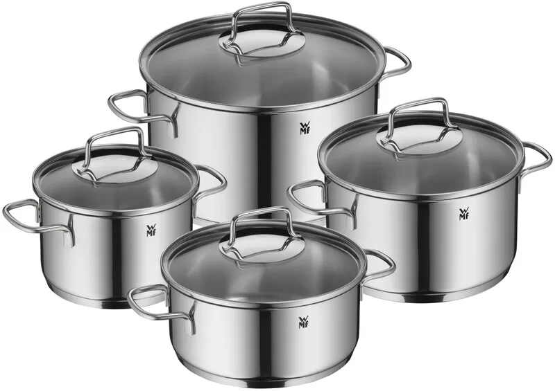 Astoria Topfset Induktion 4-teilig, Kochtopf Set mit Glasdeckel, Cromargan Edelstahl poliert, Induktions Töpfe Set unbeschichtet från WMF – produktbild
