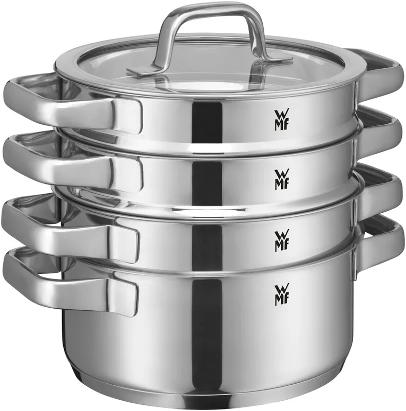 Compact-Cuisine-Induktions-Kochgeschirr-Set, 4-teilig, Kochtöpfe mit Glasdeckeln, polierter Cromargan-Edelstahl, unbeschichtete Induktionspfannen, Innenskalierung från WMF – produktbild