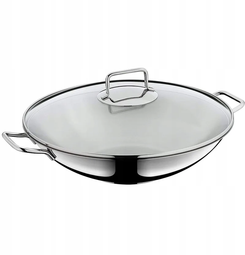 Macao Wok 36 cm met Glazen Deksel - Inductie by WMF in Roestvrijstaal – product photo