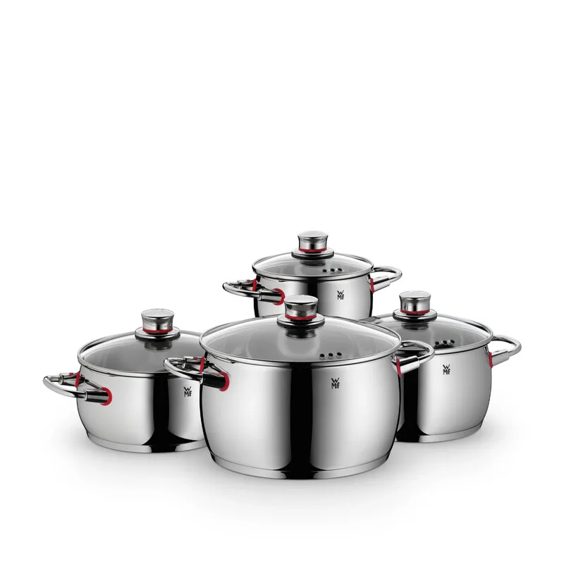 Quality One Topfset Induktion 4-teilig, Kochtopf Set mit Glasdeckel, Cromargan Edelstahl poliert, Induktions Töpfe Set unbeschichtet, Dampföffnung by WMF – product photo