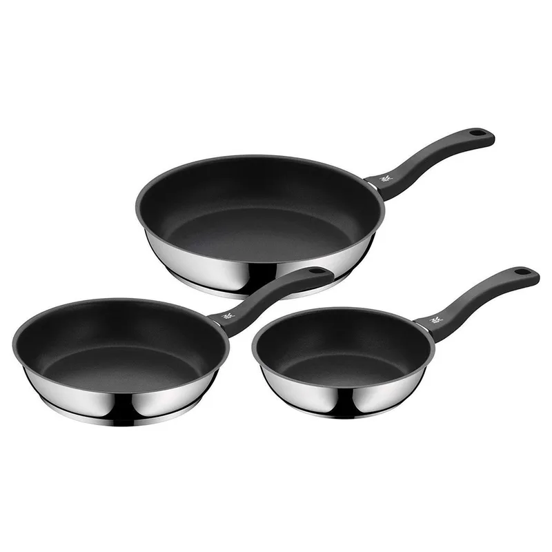 WMF 3-delige gecoate koekenpan met handvat - Pannenset non-stick - diameters 20/24/28 cm - Zilver Zwart by WMF in Inox – product photo 1 of 4