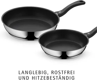 WMF 3-delige gecoate koekenpan met handvat - Pannenset non-stick - diameters 20/24/28 cm - Zilver Zwart by WMF in Inox – product photo 2 of 4