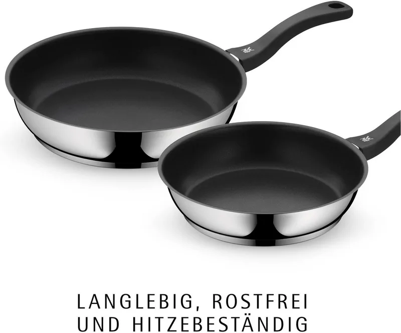 WMF 3-delige gecoate koekenpan met handvat - Pannenset non-stick - diameters 20/24/28 cm - Zilver Zwart by WMF in Inox – product photo 2 of 4