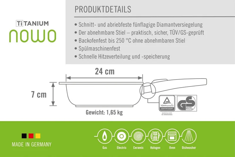 Hapjespan Nowo Titanium Hapjespan 24cm fra Woll i Grå – produktbillede 4 af 5