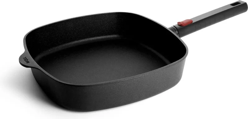 Hapjespan, Vierkant, 28 x 28 cm, 3.5 L, Gerecycled Aluminium, QXR Non Stick, Inductie fra Woll i Sort – produktbillede