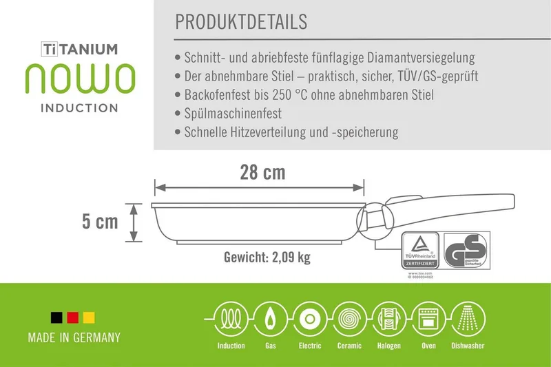 Induction Line Koekenpan - � 28 cm by Woll in Grey – product photo 4 of 5
