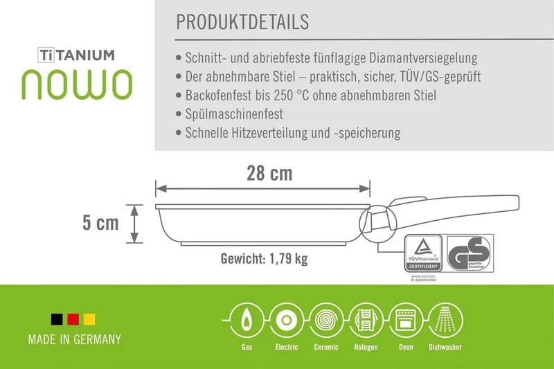Koekenpan, 28 cm van Woll in Grijs – productfoto 4 van 5