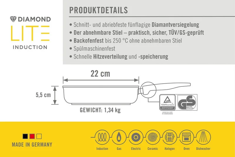 Vierkante koekenpan 22 cm von Woll in Grau – Produktfoto 4 von 5