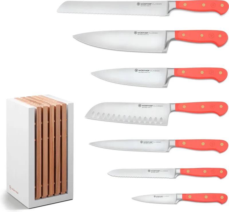Classic Colour 7-delige messenset met blok by Wüsthof in Coral peach – product photo