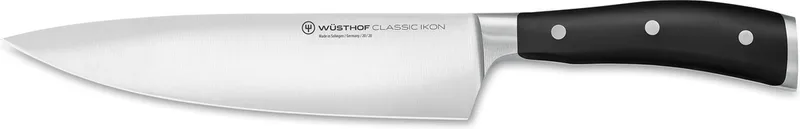 Classic Ikon Koksmes - 20 cm - Gesmeed Roestvrij Staal - Ergonomisch Geklonken Handvat - Ideaal voor Snijden, Hakken en Snipperen van Vlees, Vis, Groenten en Fruit​ de Wüsthof en Noir – photo produit