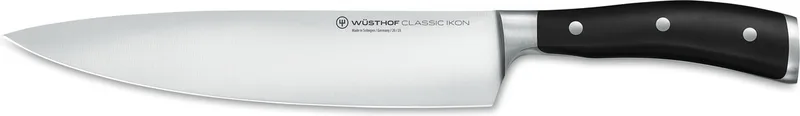 Classic Ikon Koksmes - 23 cm - Gesmeed Roestvrij Staal - Ergonomisch Geklonken Handvat - Ideaal voor Snijden, Hakken en Snipperen van Vlees, Vis, Groenten en Fruit​ by Wüsthof in Black – product photo