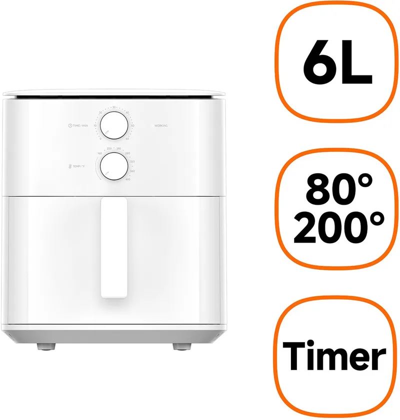 Air Fryer Essential 6L – XL Airfryer met handige kookgids - Gebruiksvriendelijke Airfryer voor het hele gezin by Xiaomi in White – product photo